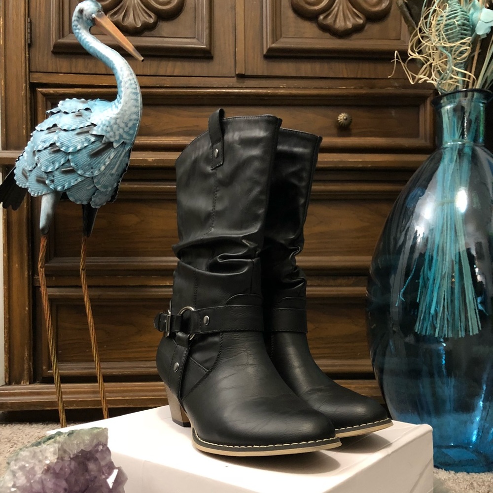 Black Motorcycle Booties